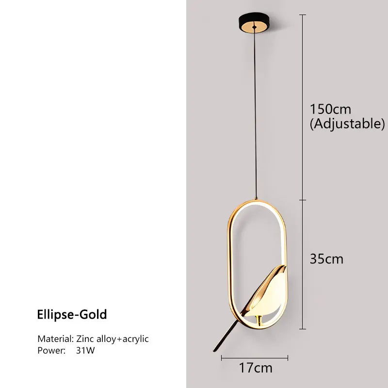 Candeeiro de Pendurar Pega | Design Nórdico LED de Pássaro