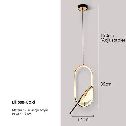 Candeeiro de Pendurar Pega | Design Nórdico LED de Pássaro