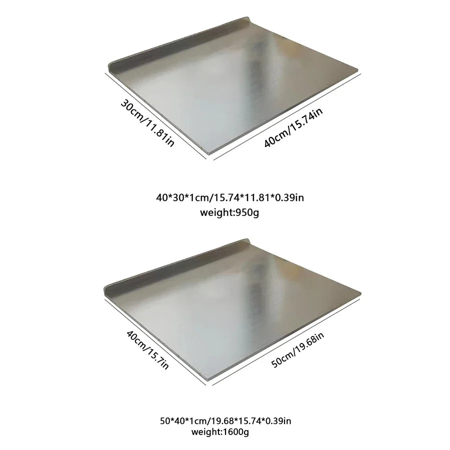 Tagliere in Acciaio Inossidabile | Pannello Doppia Faccia per Taglio e Impasto – Utensile da Cucina Resistente