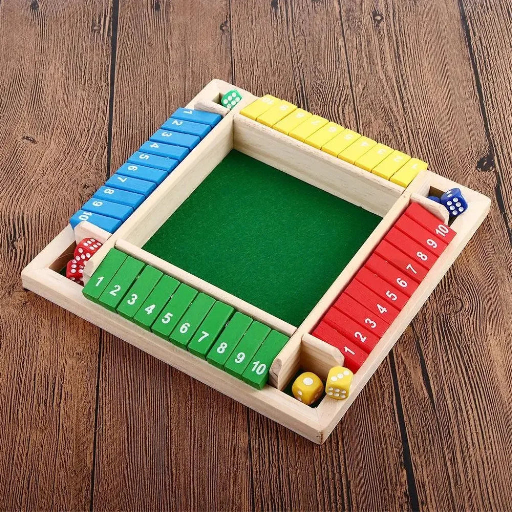 Gioco da tavolo in legno con dadi per famiglia, apprendimento della matematica