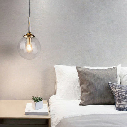 Lustre Pendente Moderno Nórdico com Globo de Vidro | Âmbar, Cinza Fumo, Vidro Transparente