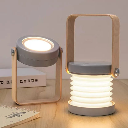 Lanterna portatile con manico in legno creativo | Lampada da tavolo pieghevole ricaricabile