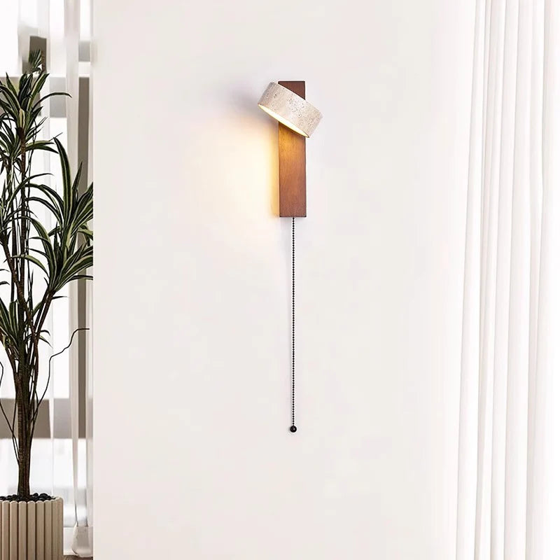 Lampada da parete Éclat | Luce per testiera in stile wabi-sabi francese con interruttore a tirante