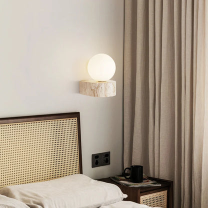 Travertin-Stein-Wandlampe | Moderne japanische LED-Wandleuchte