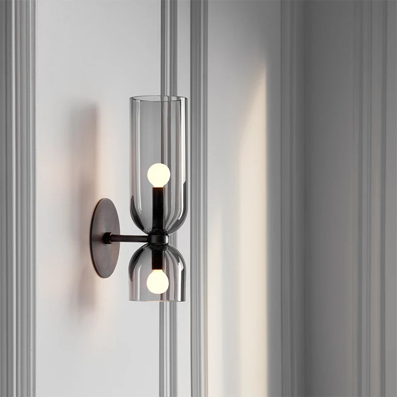 Nordische Glas-Wandlampe | Rauchglas-Röhrendesign