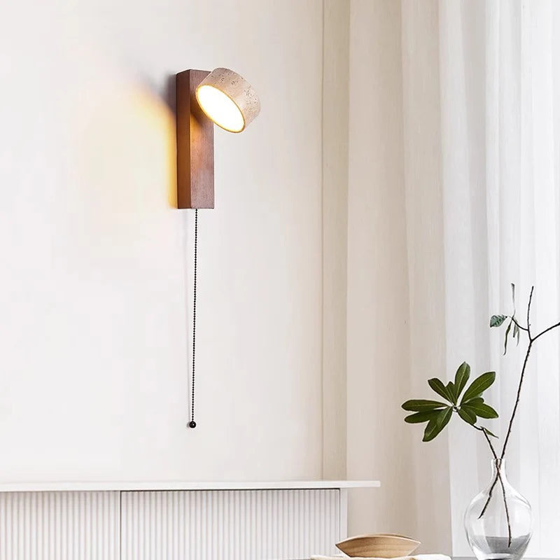 Lampada da parete Éclat | Luce per testiera in stile wabi-sabi francese con interruttore a tirante