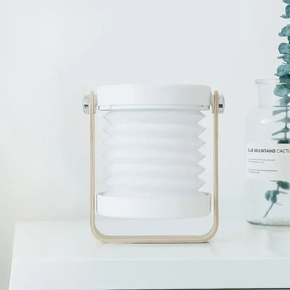 Lanterna portatile con manico in legno creativo | Lampada da tavolo pieghevole ricaricabile