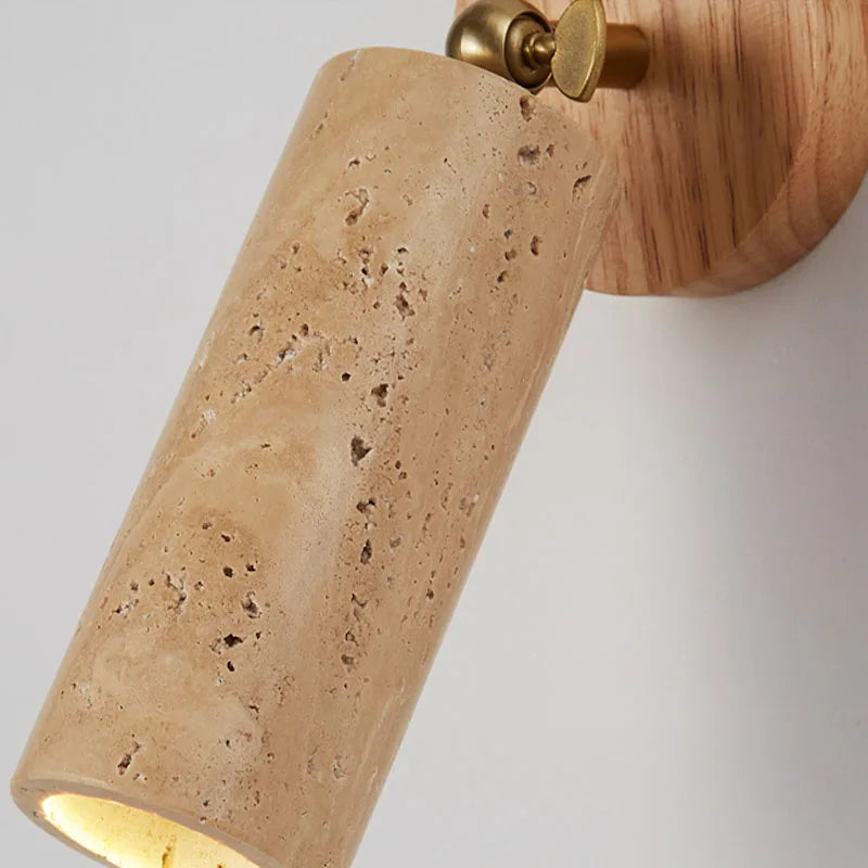 Huangdong Wandleuchte | Wabi-Sabi Travertin- und Holzlicht