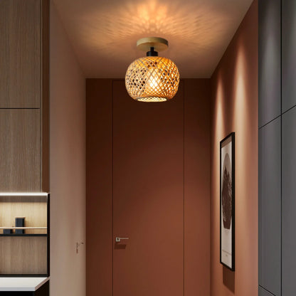 Natura Bambus-Deckenleuchte | Handgewebte Rattan-LED-Leuchte