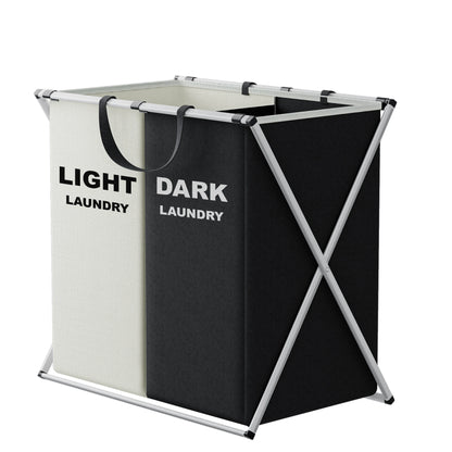 TriSort | Multi-Section Laundry Hamper | Foldable Clothes Basket with Compartments