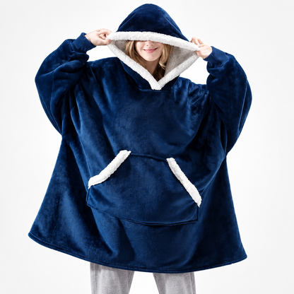 Sherpa Lined Plaid Blanket Hoodie Oversized Cozy Pullover