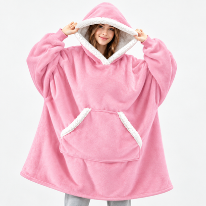 Sherpa Lined Plaid Blanket Hoodie Oversized Cozy Pullover