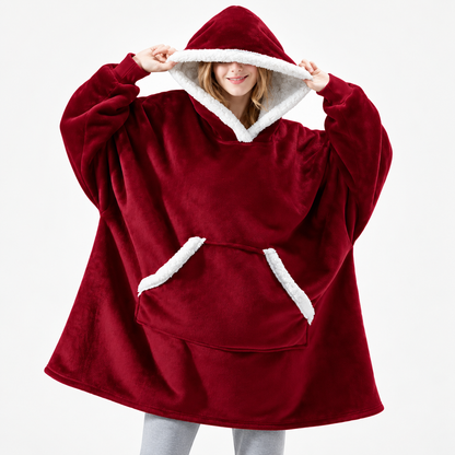 Sherpa Lined Plaid Blanket Hoodie Oversized Cozy Pullover