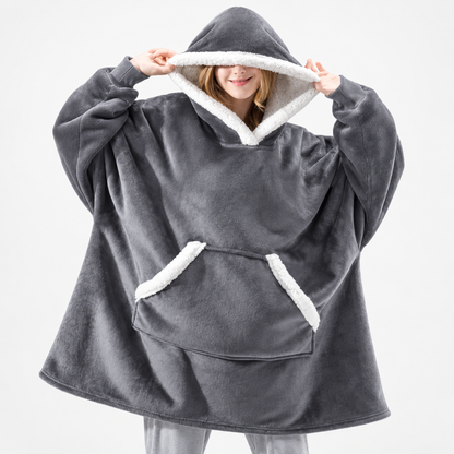 Sherpa Lined Plaid Blanket Hoodie Oversized Cozy Pullover