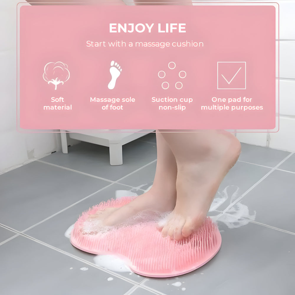 Alfombrilla para ducha con fregador para pies y cuerpo, exfoliante antideslizante