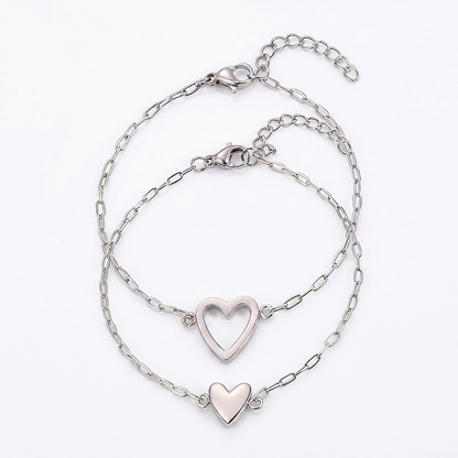 Pulsera Ajustable Cadena de Corazón Juego de Joyería para Parejas