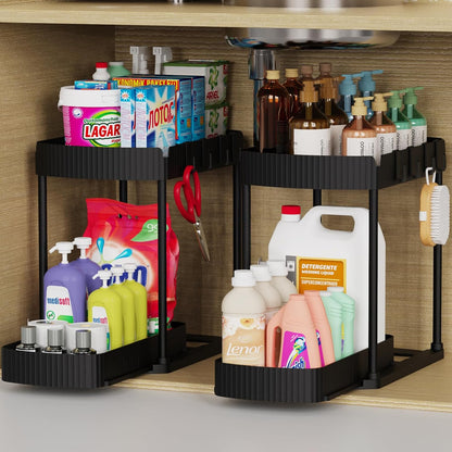 Set di 2 contenitori organizzatori per sotto il lavello con cassetti multiuso