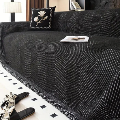 Funda para sofá con rayas espiga antideslizante protector de sofá de microfibra