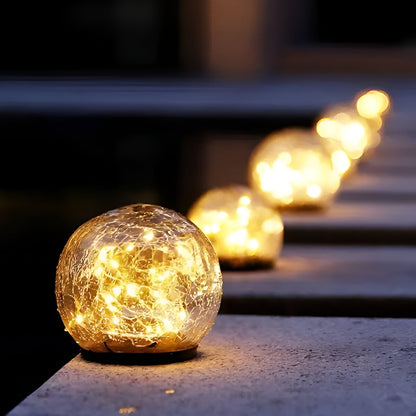 Solarleuchten Kugel mit knisterndem Glas Pfadakzent Außenleuchten Glühen