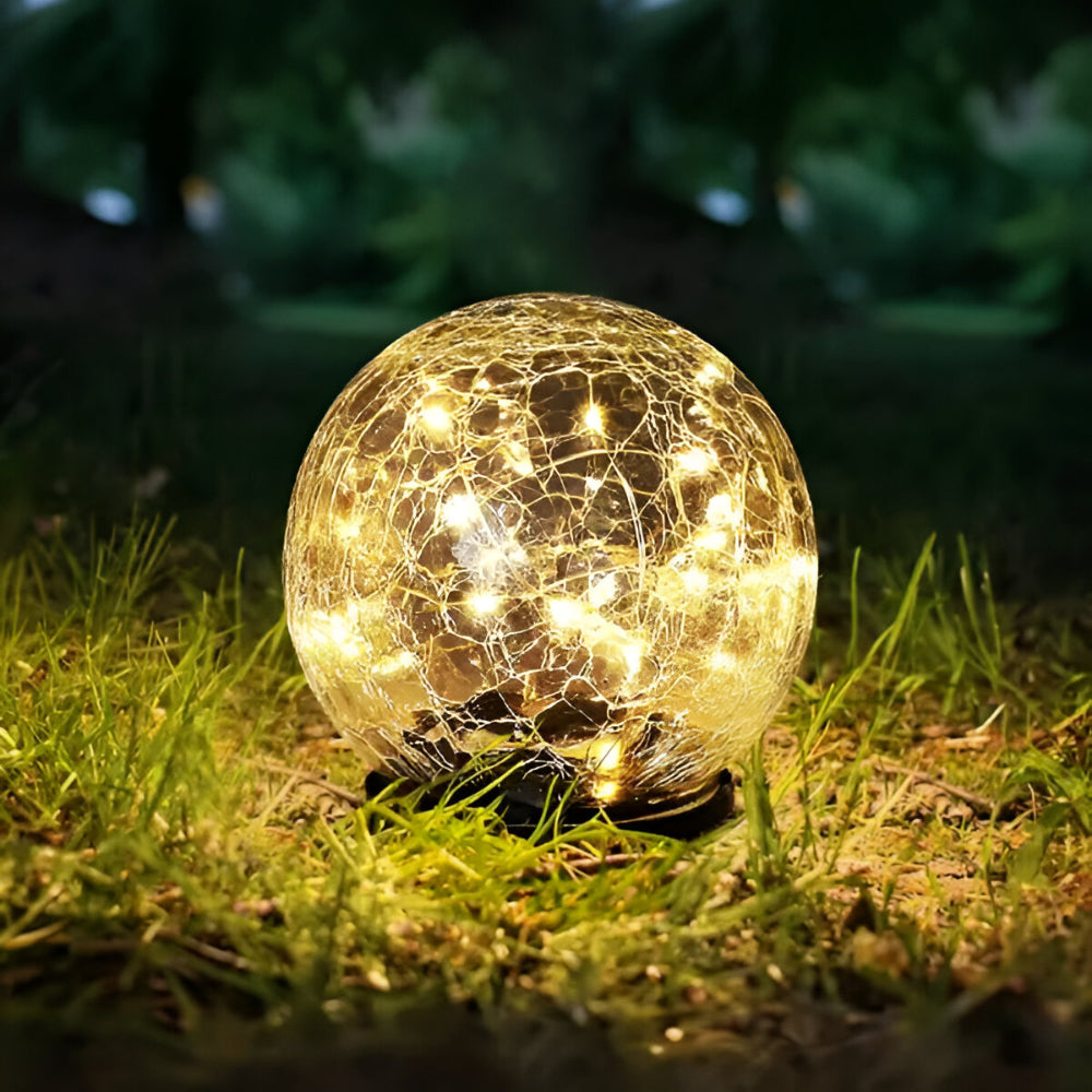 Solarleuchten Kugel mit knisterndem Glas Pfadakzent Außenleuchten Glühen