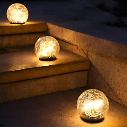 Solarleuchten Kugel mit knisterndem Glas Pfadakzent Außenleuchten Glühen