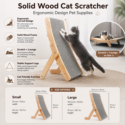 Solid Wood Cat Scratcher Ergonomic Design Pet Supplies