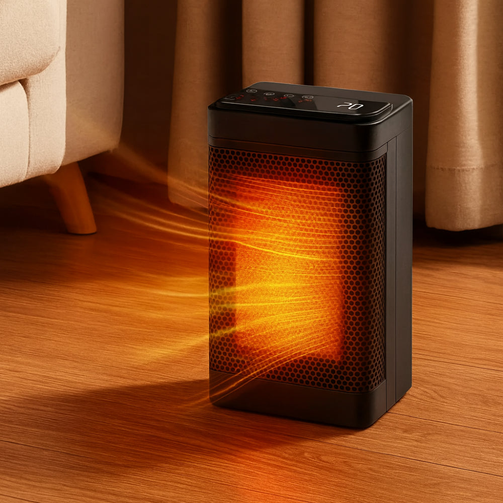 Încălzitor de spațiu electric pentru interior cu termostat, temporizator și oscilare