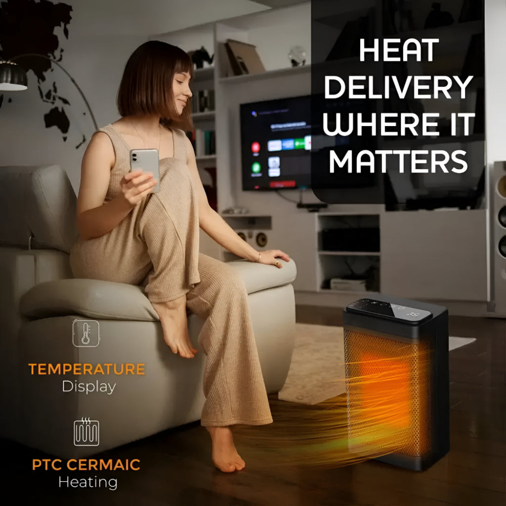 Încălzitor de spațiu electric pentru interior cu termostat, temporizator și oscilare