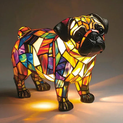 Tischlampe Hund Buntglas LED Dekolampe Nachtlicht Schlafzimmer
