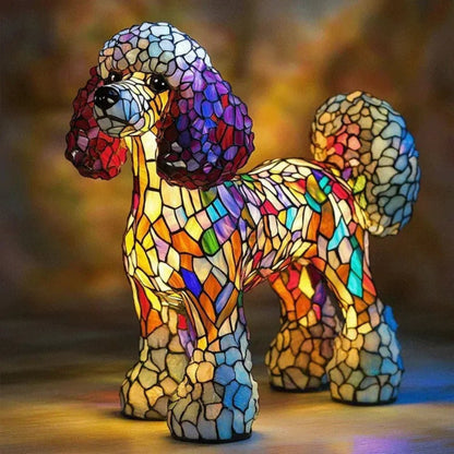 Tischlampe Hund Buntglas LED Dekolampe Nachtlicht Schlafzimmer