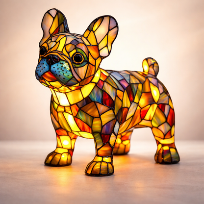 Tischlampe Hund Buntglas LED Dekolampe Nachtlicht Schlafzimmer