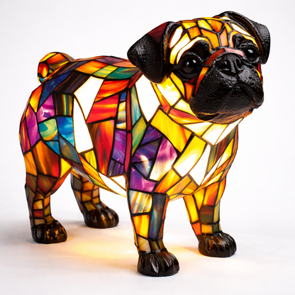 Tischlampe Hund Buntglas LED Dekolampe Nachtlicht Schlafzimmer