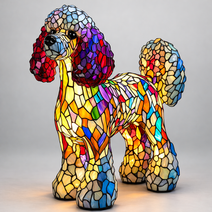 Tischlampe Hund Buntglas LED Dekolampe Nachtlicht Schlafzimmer