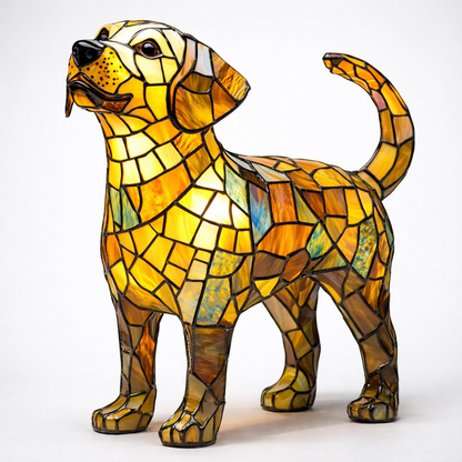 Tischlampe Hund Buntglas LED Dekolampe Nachtlicht Schlafzimmer