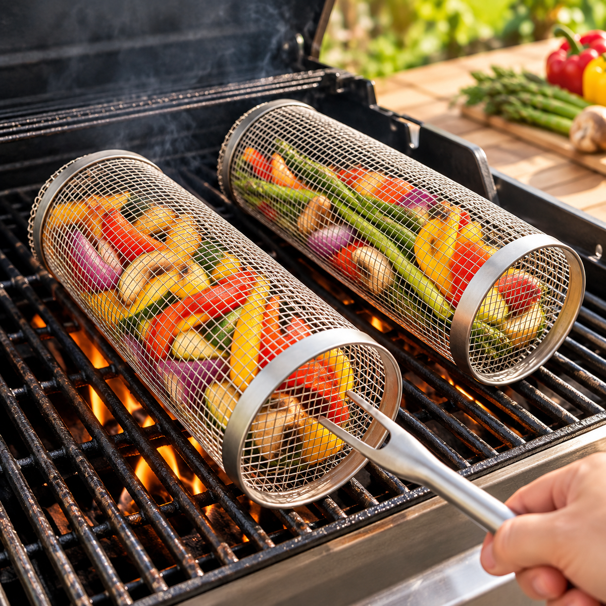 Stainless Steel Grill Basket Camping Easy Clean