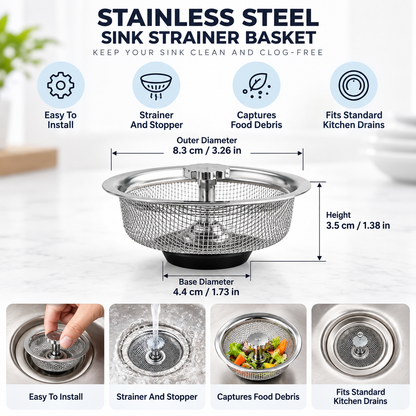 Stainless Steel Sink Strainer Kitchen Filter Drain Basket