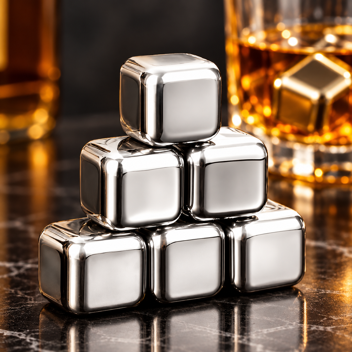Set de pietre pentru whisky din oțel inoxidabil, sigure pentru alimente, reutilizabile