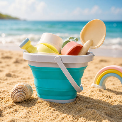 Giochi Estivi da Spiaggia Secchiello Pieghevole per Sabbia Set da Gioco all'Aperto per Bambini
