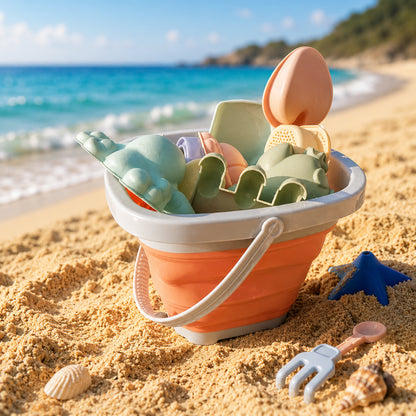 Giochi Estivi da Spiaggia Secchiello Pieghevole per Sabbia Set da Gioco all'Aperto per Bambini