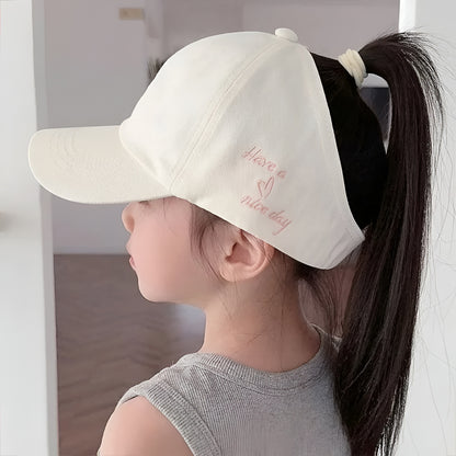 Gorra de béisbol para niños de verano con protección solar y abertura para coleta