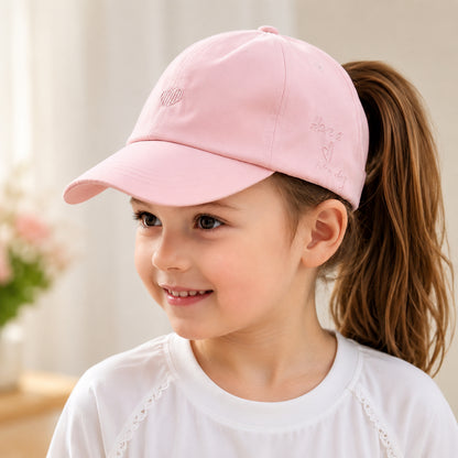 Gorra de béisbol para niños de verano con protección solar y abertura para coleta
