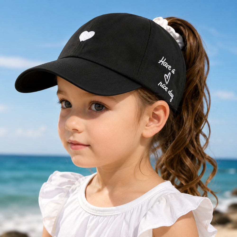 Gorra de béisbol para niños de verano con protección solar y abertura para coleta