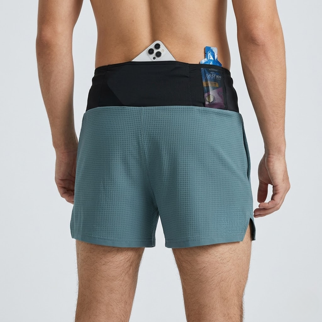 Calções de Corrida Masculinos Calções de Maratona Calções de Treino com Bolso