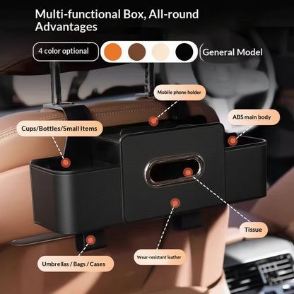 Organizador de asiento con caja de almacenamiento trasera y portavasos multifuncional