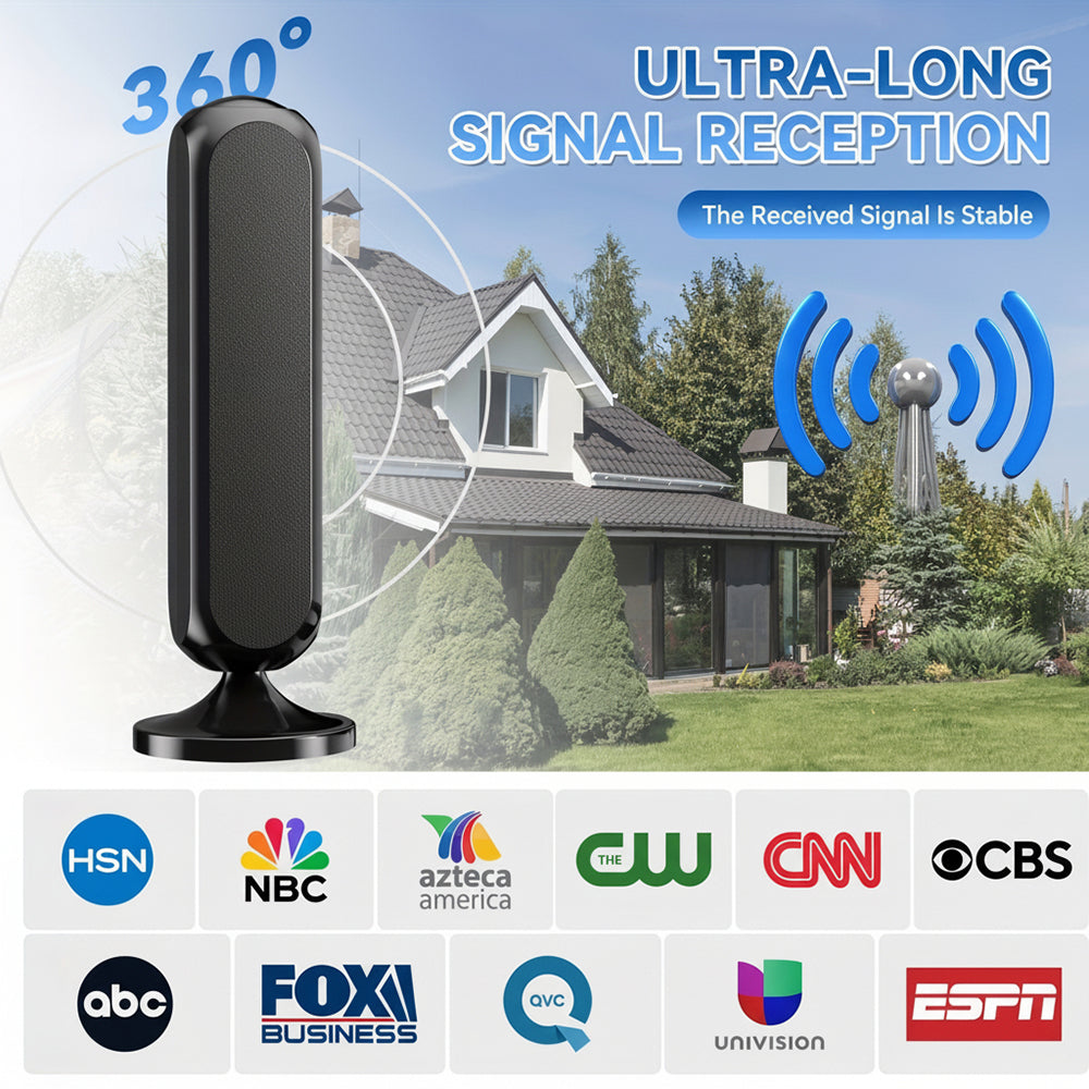 Antena de TV Interior Digital HD 4K Amplificador de Sinal de Longo Alcance
