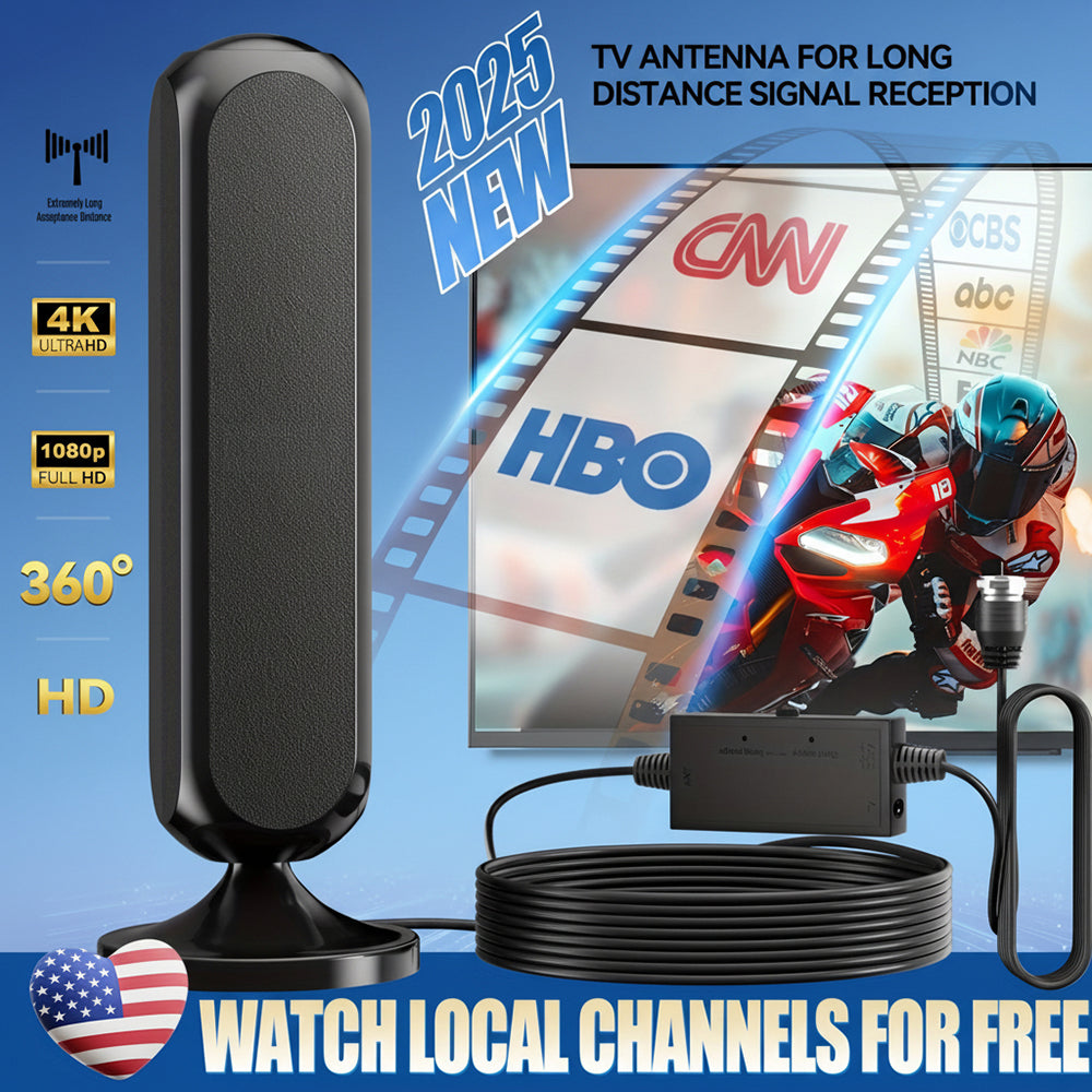 Antena de TV Interior Digital HD 4K Amplificador de Sinal de Longo Alcance