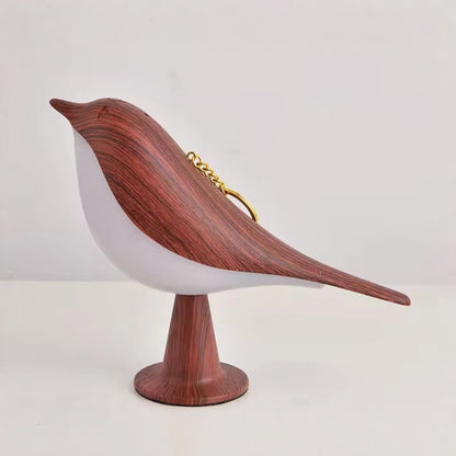 Lampada da tavolo a forma di uccello in legno con luce d'accento ricaricabile