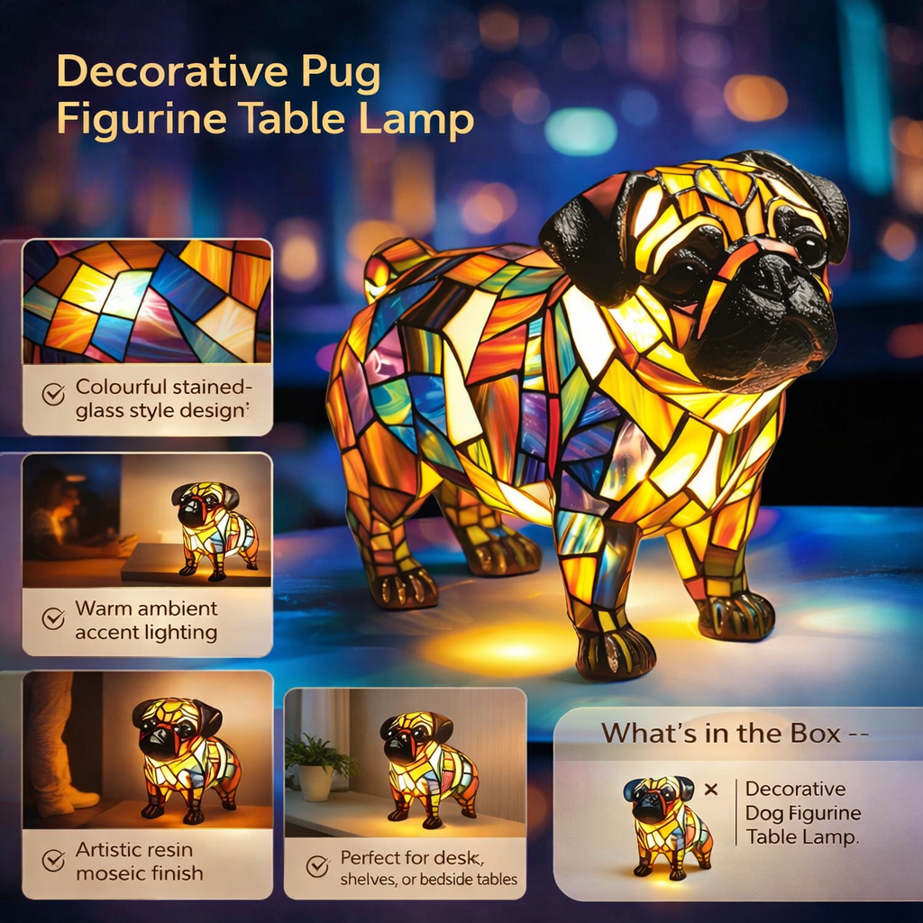 Bordlampe Dekorativ Harpiks Hundefigur Accentlys