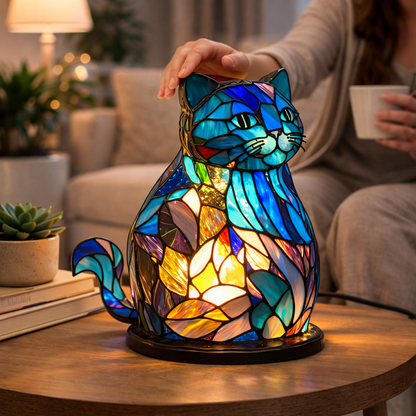 Table Lamp Stained Glass Animal LED Accent Light Bedroom