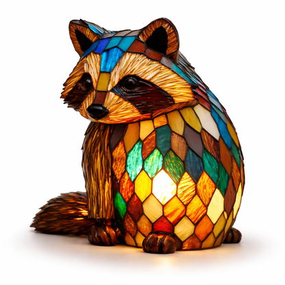Table Lamp Stained Glass Animal LED Accent Light Bedroom